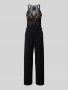 Lipsy Jumpsuit mit Spitzenbesatz in Black, Größe 32