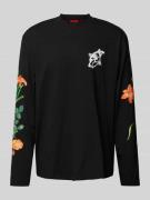 HUGO Sweatshirt mit gerippten Abschlüssen Modell 'Diflowerlo' in Black...