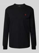 POLO RALPH LAUREN Longsleeve mit Label-Stitching in Black, Größe L