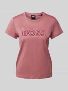 BOSS T-Shirt mit Label-Stitching Modell 'Eventsa' in Altrosa, Größe L