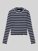 Tommy Hilfiger Teens Longsleeve in Ripp-Optik mit Stehkragen in Marine...