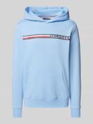 Tommy Hilfiger Hoodie mit Label-Print in Hellblau, Größe L