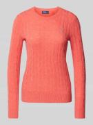 POLO RALPH LAUREN Pullover mit Zopfmuster Modell 'JULIANNA' in Koralle...