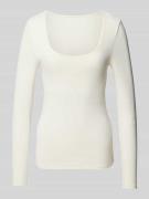 Only Longsleeve mit tiefem Rundhalsausschnitt Modell 'ELA' in Offwhite...