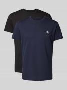 Calvin Klein Jeans T-Shirt mit Label-Print im 2er-Pack in Marine, Größ...