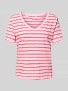 Mango T-Shirt mit V-Ausschnitt Modell 'CHALAPI' in Pink, Größe XS