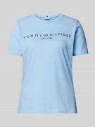 Tommy Hilfiger T-Shirt mit Label-Print in Hellblau, Größe L