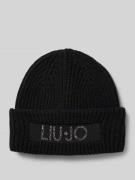 Liu Jo White Beanie mit Label-Patch in Black, Größe 1