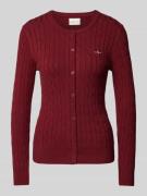 Gant Strickjacke mit Label-Stitching in Bordeaux, Größe L