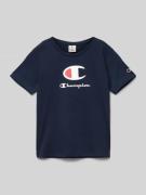 CHAMPION T-Shirt mit Label-Print in Marine, Größe 128