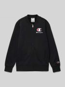 CHAMPION Sweatjacke mit Label-Stitching in Black, Größe 128