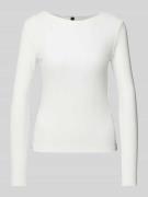 Vero Moda Slim Fit Langarmshirt mit feinem Lochmuster in Weiss, Größe ...