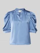 Neo Noir Blusenshirt mit V-Ausschnitt Modell 'Roella' in Rauchblau, Gr...