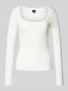 Gina Tricot Longsleeve mit Feinripp in Ecru, Größe L