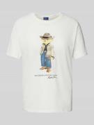 Polo Ralph Lauren T-Shirt mit Motiv-Print Modell 'FRINGE' in Ecru, Grö...