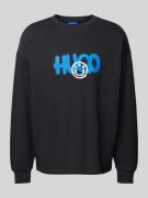 Hugo Blue Sweatshirt mit Label-Print Modell 'Nimaylong' in Black, Größ...