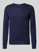 Polo Ralph Lauren Wollpullover mit Logo-Stitching in Marine, Größe S