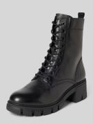 Tamaris Schnürboots aus Leder mit Ziernähten in Black, Größe 37