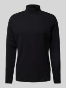 HECHTER PARIS Rollkragenpullover mit Label-Print in Metallic Black, Gr...