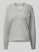 FREE/QUENT Sweatshirt mit Ziersteinbesatz Modell 'Nice' in Hellgrau, G...