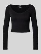 Guess Activewear Cropped Longsleeve mit V-Ausschnitt in Black, Größe M...