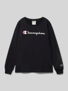 CHAMPION Longsleeve mit Label-Print in Black, Größe 152