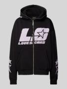 LOVE SCARS Sweatjacke mit Label-Print Modell 'Star' in Black, Größe M