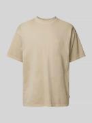 WOODBIRD T-Shirt mit Label-Stitching Modell 'Baine' in Beige, Größe L