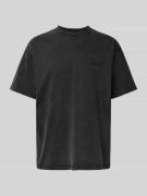 WOODBIRD T-Shirt mit Label-Stitching Modell 'Baine' in Black, Größe L