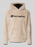 CHAMPION Hoodie mit Label-Stitching in Beige, Größe L