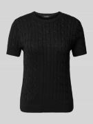 Lauren Ralph Lauren Strickshirt mit Zopfmuster Modell 'EYELAH' in Blac...