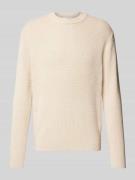 SELECTED HOMME Strickpullover mit gerippten Abschlüssen in Offwhite, G...