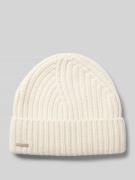 Seeberger Beanie aus reinem Kaschmir mit Label-Detail in Offwhite, Grö...