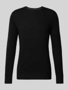 Christian Berg Men Strickpullover mit gerippten Abschlüssen in Black, ...