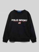 POLO SPORT Sweatshirt mit Label-Print in Black, Größe L