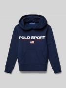 POLO SPORT Hoodie mit Label-Print in Marine, Größe L