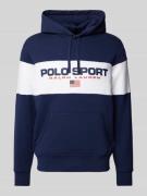 POLO SPORT Hoodie mit Label-Print in Dunkelblau, Größe L