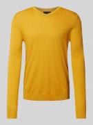 Christian Berg Men Strickpullover mit V-Ausschnitt in Gelb Melange, Gr...