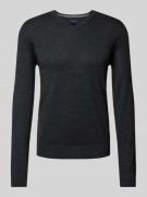 Christian Berg Men Strickpullover mit V-Ausschnitt in Anthrazit Melang...