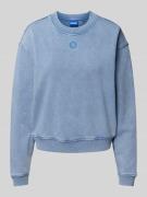 Hugo Blue Sweatshirt mit Logo-Stitching Modell 'Delessa' in Jeansblau,...