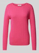 Christian Berg Woman Strickpullover mit Zopfmuster in Pink, Größe L