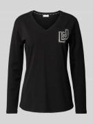 LIU JO SPORT Longsleeve mit Ziersteinbesatz in Black, Größe M