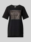 LIU JO SPORT T-Shirt mit Ziersteinbesatz in Black, Größe L