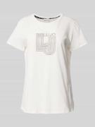 LIU JO SPORT T-Shirt mit Strasssteinbesatz in Weiss, Größe L