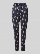 Jake*s Casual Tapered Fit Pyjama-Hose mit Motiv-Print in Dunkelblau, G...