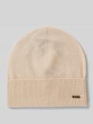 BOSS Beanie mit Label-Applikation Modell 'Lari' in Offwhite, Größe 1