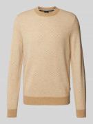 BOSS Strickpullover mit gerippten Abschlüssen Modell 'Eltoro' in Beige...