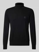 BOSS Orange Rollkragenpullover mit Label-Detail Modell 'Akiro' in Blac...