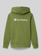 CHAMPION Hoodie mit Label-Stitching in Oliv, Größe 128