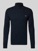 Gant Rollkragenpullover mit Label-Stitching in Marine, Größe XL